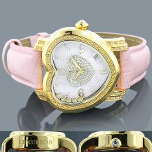 Ladies Diamond Watch 0.30ct Luxurman Pink Heart