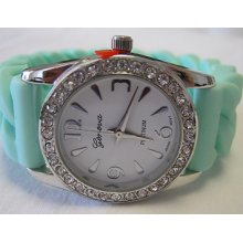 Ladies Geneva Mint Green Watch 21 Silicone Band +michael Kors Perfume