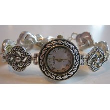 Ladies Geneva Watch, Twotone Scrollwork Bezel 3 + Brighton Tin Included