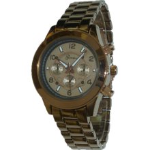 Ladies Mens Expresso Gold Finish Chronograph Look Metal Watch Kors - Gold - Gold