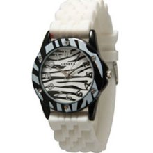 Ladies / Mens Zebra Style White Silicone Watch