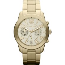 Ladies' Michael Kors Mid-Size Golden Stainless Steel Mercer Chronograph Watch