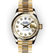Ladies Mother of Pearl Dial Fluted Bezel Rolex President (456)