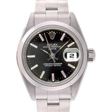 Ladies Rolex Date Watch 69160 Black Dial