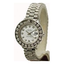 Ladies Rolex Datejust Pre-Owned White Dial/1.5ct Happy Diamond Bezel