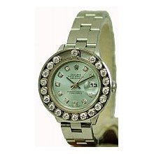 Ladies Rolex Datejust Pre-Owned Ice Blue Dial/Diamond/Oyster Bracelet