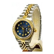 Ladies Rolex Preowned Datejust Watch 2-Tone - Navy Blue Diamond Dial