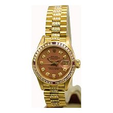 Ladies Rolex President 1ct Diamonds & Ruby/Yellow Gold Watch Preowned