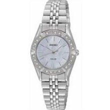 Ladies' Seiko Solar Swarovski Crystal Watch with Mother-of-Pearl Dial (Model: SUP093) seiko