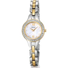 Ladies Seiko Two Tone Stainless Steel Crystal Solar Watch and Gift Box Set