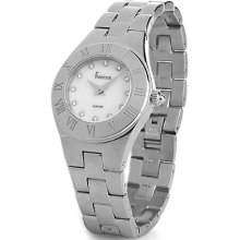 Ladies' Stainless Steel Mother-Of-Pearl And Crystal Dial Bracelet
