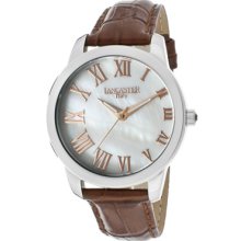 Lancaster Italy Watches Women's White Mother Of Pearl Dial Brown Genui