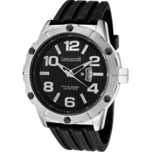 Lancaster Men's Trendy Black Textured Dial Black Silicone