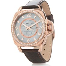 Lancer Unisex Rosetone Case Crystal Bezel Silvertone Dial Brown