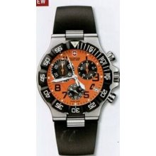 Large Orange Dial Chronograph Summit Xlt Watch With Black Synthetic Strap