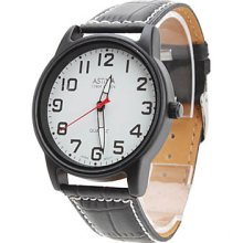 Leather Women's PU Style Analog Quartz Wrist Watch (Black)