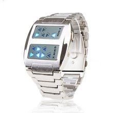 LED Blue Light Stainless Wrist Steel Watch - Sliver