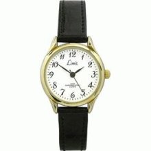Limit Courant White Dial Gold Plated Case Black Strap Ladies Watch 6141.