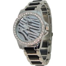 Limited Edition Silver & Black Crystalized Zebra Metal Watch - Black - Sterling Silver - 3