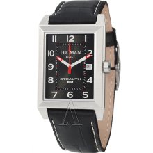 Locman Men's 'sport' Black Leather Stainless Steel/ Titanium Quartz Watch
