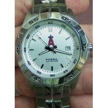 Los Angeles Angels of Anaheim Fossil Mens Applied Logo Watch with Date