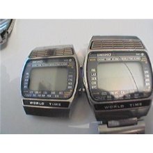 Lot Of 2 Vintage 70's Seiko World Time Lcd Watch 4u2fix