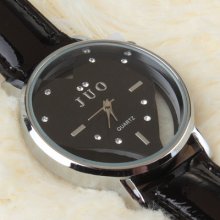 Love Design Heart Shaped Dial Leather Belt Women's Wristwatch Watch Hg959