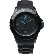 LRG Unisex Longitude Analog Plastic Watch - Black Rubber Strap - Black Dial - WLON104001-BL56