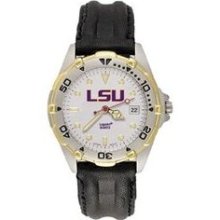 LSU Tigers AllStar Mens Watch. LogoArt Leather Band LSU101 Wristwatch