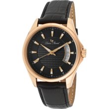 Lucien Piccard Watches Men's Excalibur Black Dial Rose Gold Tone IP Ca