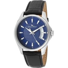 Lucien Piccard Watches Men's Excalibur Blue Dial Black Genuine Leather