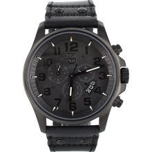 Luminox Field Chronograph 1840/1880 Series Watch Black/Black PVD Steel-Black Leather Strap, One Size