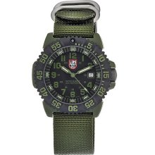 Luminox Mens Black Dial Interchangeable Green Band Round Case Watch 3042