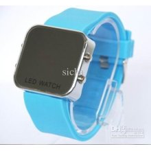 Luxury Led Watch Digital Display Mirror Mens Screen Silicone Sport U