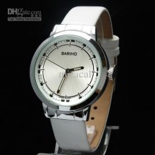 Luxury Men Fashion Dress White Leather Watch Analog Quartz Wristwatc