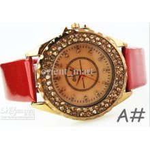 Luxury Wrist Watch For Women Lady Rhinestone Fashion Design Leather