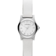 MARC by Marc Jacobs 'Henry Dinky' Leather Strap Watch White/ Silver