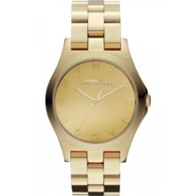 Marc by Marc Jacobs Henry Glossy Gold Dial Gold-Tone Stainless Steel Ladies Watch MBM3211