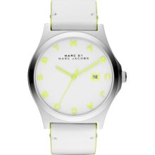 Marc By Marc Jacobs Watch Women's Henry White Bright Yellow Leather Mbm1247