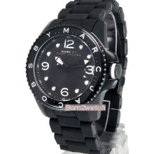 Marc Jacobs Black Rubber Black Dial Calendar Logo Fashion Watch Mbm 2570