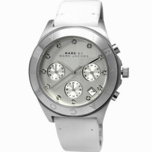 Marc Jacobs Mbm1187 Women's Blade White Leather Strap White Dial Chrono Watch