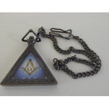 Masonic Mason Triangle Pocket Watch With Case Freemasons