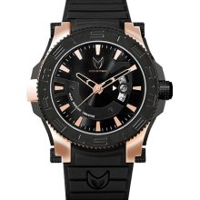 Meister Mens Prodigy Stainless Watch - Black Rubber Strap - Black Dial - PRS102