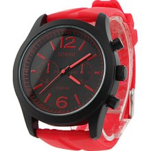 Men's and Women's Silicone Quartz Analog Wrist Watch (Red)