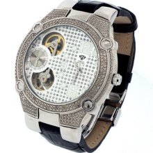 Mens Aqua Master Automatic Black Band Silver Dial Round Case Diamond Watch W212