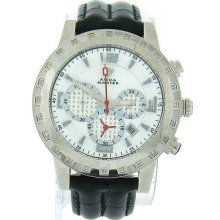 Mens Aqua Master Black Band White Dial Chrono Diamond Watch W151 Techno Master