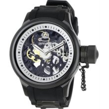 Men's Black Russian DIver Skeleton Hand Wind Mechanical Rubber Strap