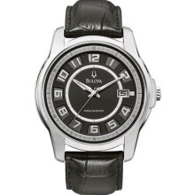 Mens Bulova 96b127 Precisionist Claremont Black Leather Strap Watch