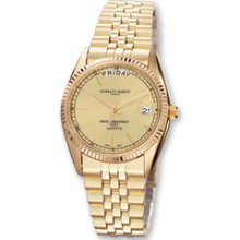 Mens Charles Hubert 14k Gold Plate Champagne Dial Watch