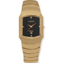 Mens Chisel Tungsten Gold-Plated Accent/black Dial Watch